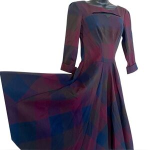 Miss Candyfloss Swing Plaid Retro 50s Rockabilly Pinup Fit & Flare Dress Sz S